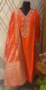 Dola Silk Party Wear Suit for Women – Orange Festive & Wedding Wear