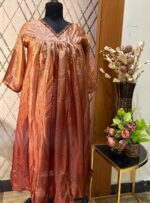 Fendi Silk One Piece Gown for Women – Copper Brown Party Wear (XL & XXL)